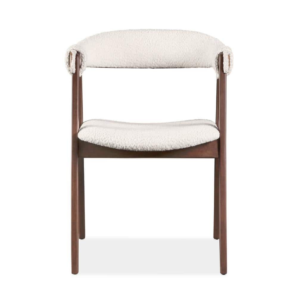Walnut and Boucle Upholstered Mid-Century Modern Side Chair