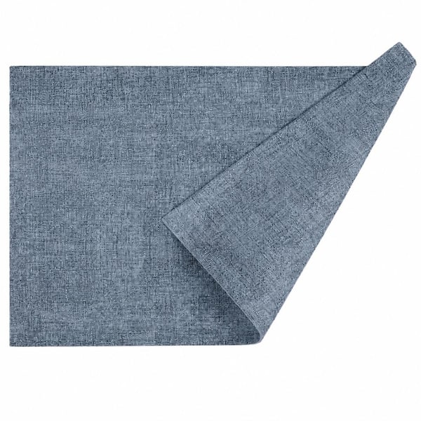 11.8 in. x 17 in. Blue Faux Leather Placemats Set of 6, Waterproof Wipeable Table Mats for Dining Tables