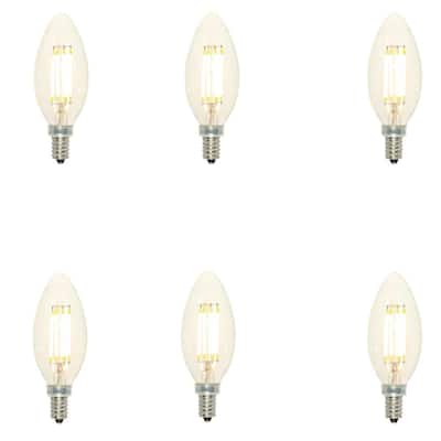 40-Watt Equivalent B11 Dimmable Filament LED Light Bulb Soft White Light (6-Pack)
