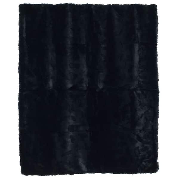 Luxe Faux Fur Limited Faux Fur Throw Black 50 in. x 60 in. 676685051646 -  The Home Depot