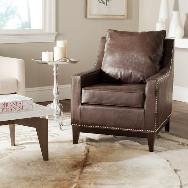 SAFAVIEH Colton Antique Brown/Espresso Bicast Leather Club Arm Chair