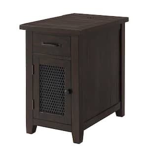Rustic 16 in. Espresso Chairside End Table with Power