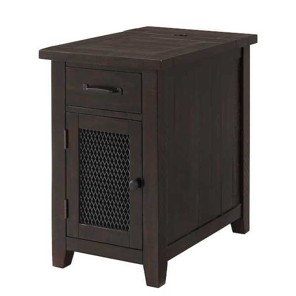 Martin Svensson Home Rustic 16 in. Espresso Chairside End Table with Power