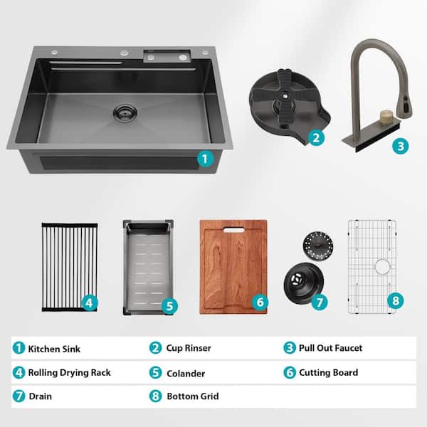 DELUXE DL LIVING 33 in. Drop-In Single Bowl 16-Gauge