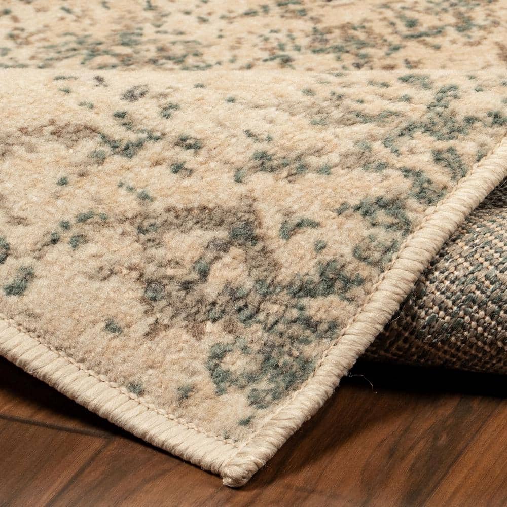Ivory Medallion Easy-Care Polypropylene Area Rug, 7' 10" x 10'