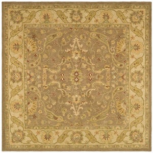 Antiquity Brown/Gold 8 ft. x 8 ft. Square Border Area Rug