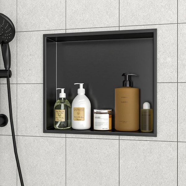 17 in. W x 15 in. H x 3.94 in. D Stainless Steel Shower Niche (Set of 1) Pieces in Gunmetal Black