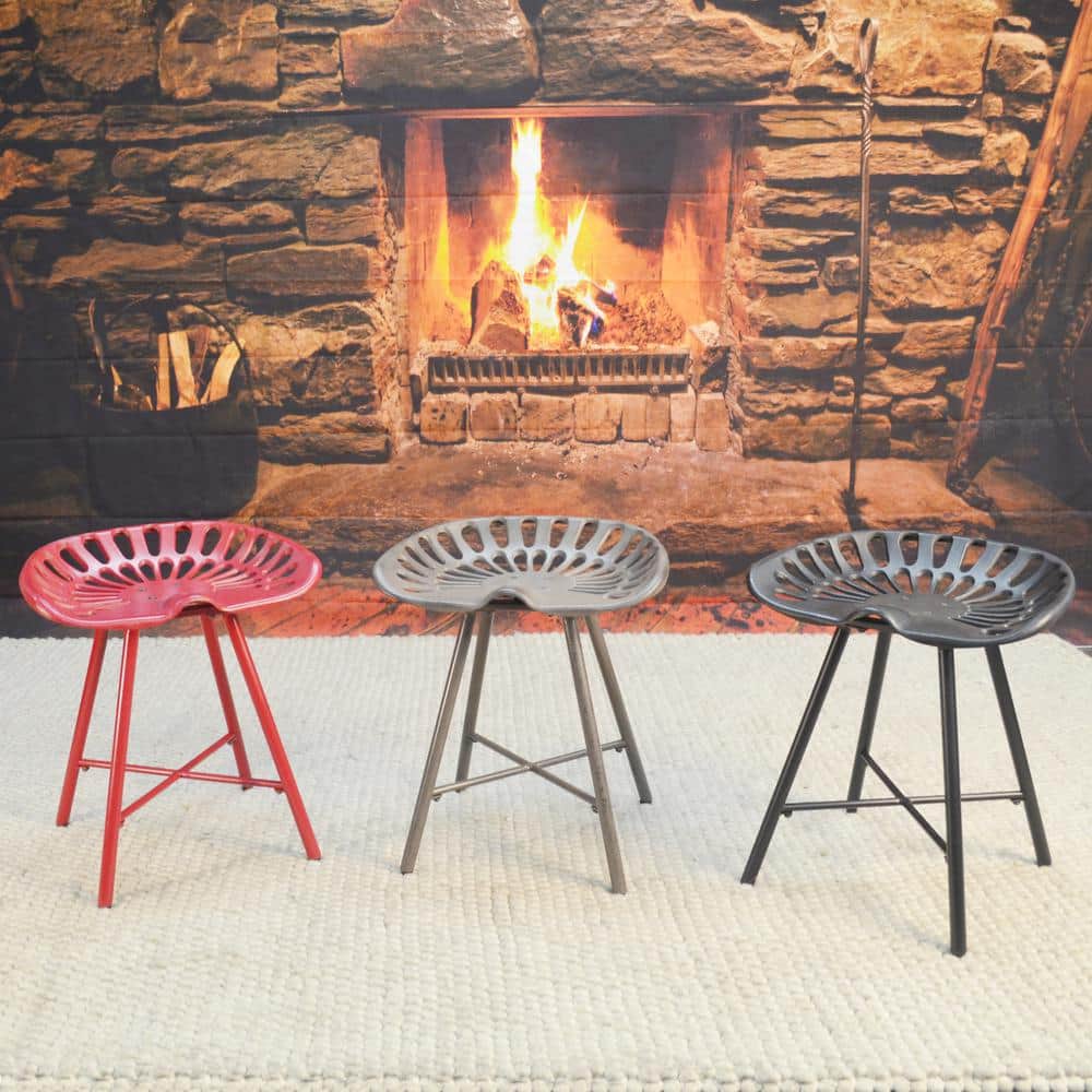 Jace Black Cast Iron Tractor Seat Fireside Bench
