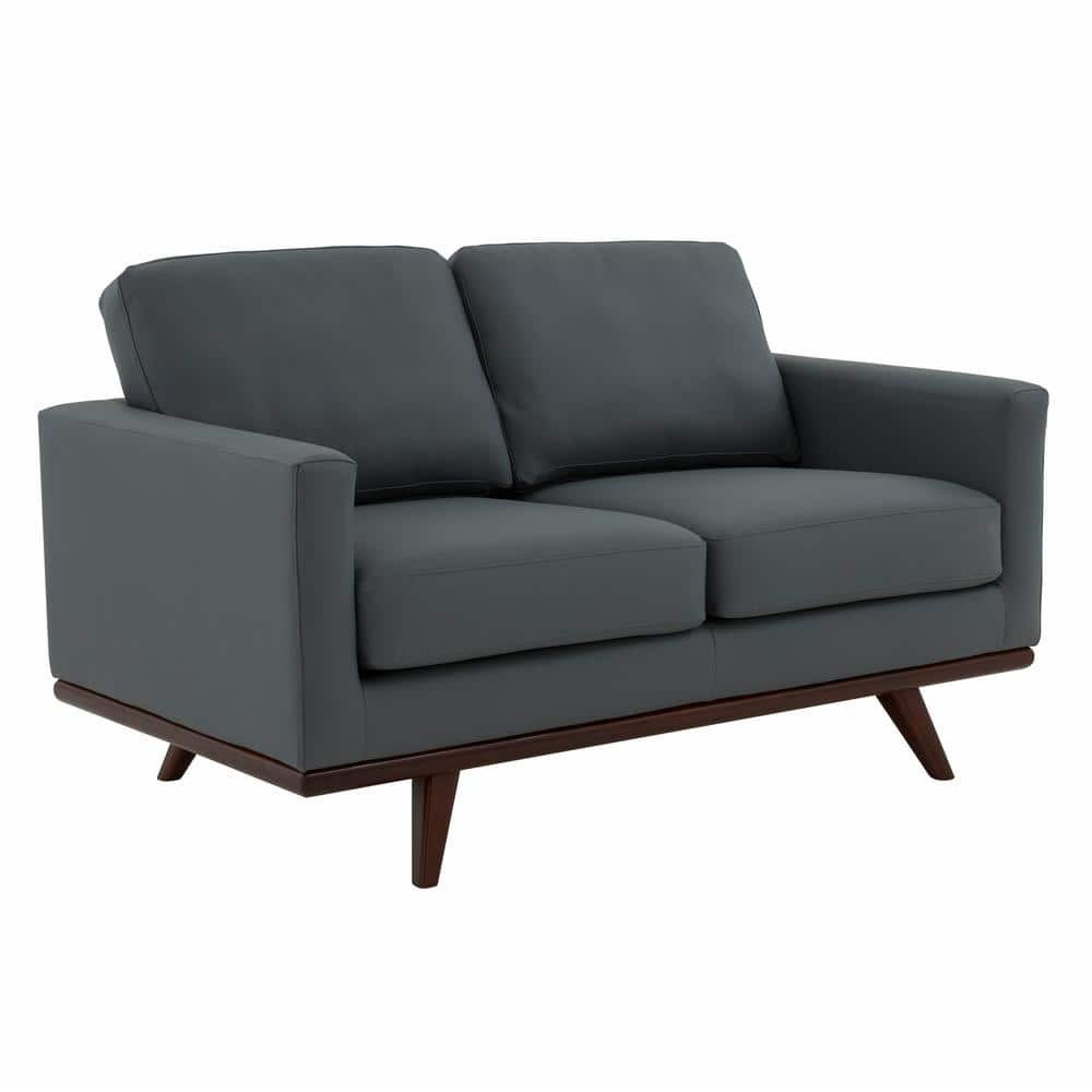 Furniture of America Dacious 81.25 in. Gray and Black Faux Leather 2-Seat Loveseat with Cup Holders and USB Charger