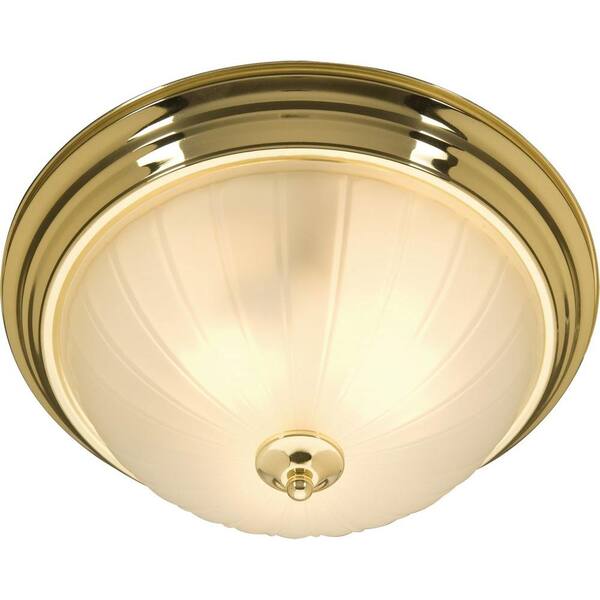 Oriax 3-Light Polished Brass Flush Mount with Frosted Glass Shade-DISCONTINUED