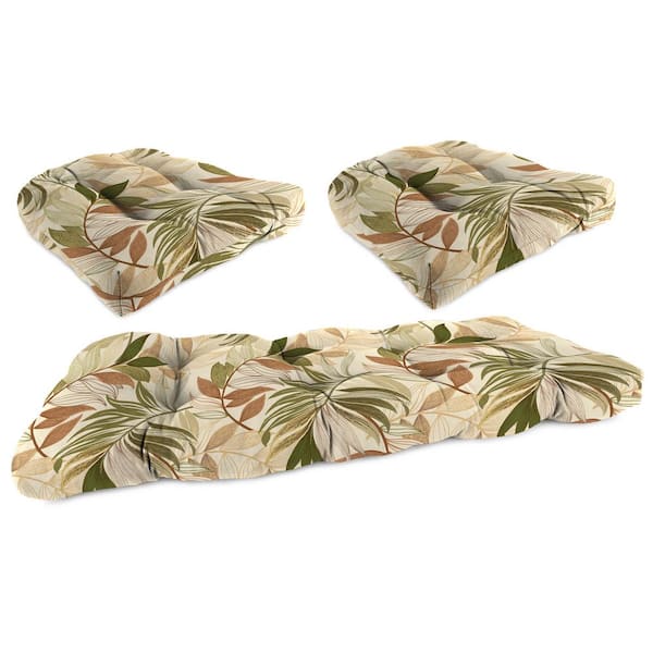 Jordan Manufacturing 44 in. L x 18 in. W x 4 in. T Oasis Nutmeg Outdoor Rectangular Wicker Cushion Set with 1 Bench and 2 Seat Cushions