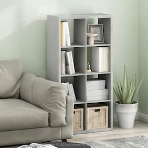 Cubicle 58 in. Tall Light Gray Wood 8-Shelf Open Back Bookcase