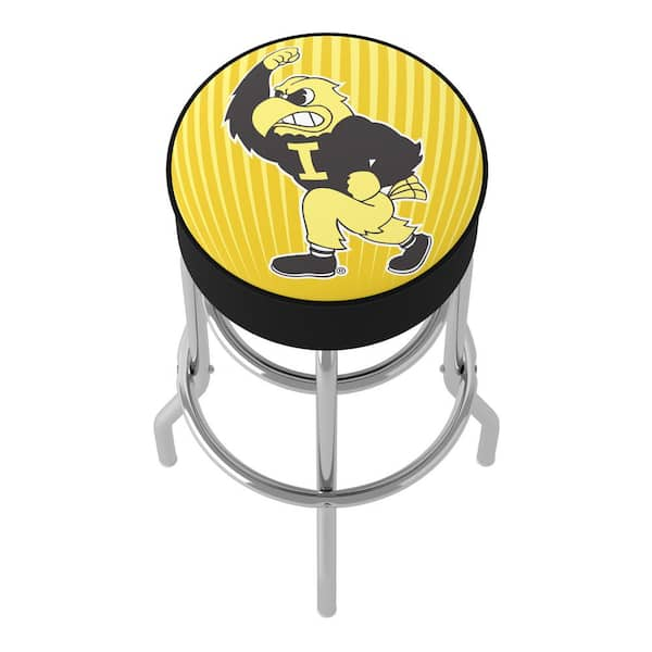 University of Iowa Chrome Bar Stool with Swivel - Herky