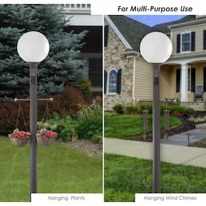 7 ft. Bronze Outdoor Lamp Post, Traditional Direct Burial Light Pole with Cross Arm and Grounded Convenience Outlet