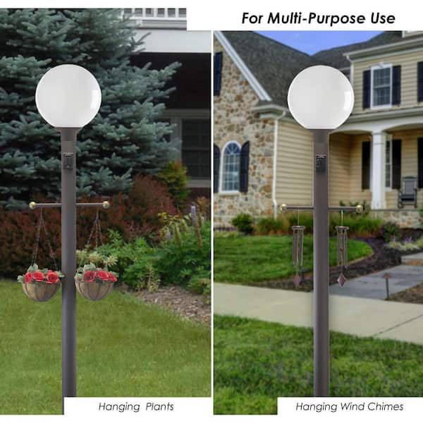 8 ft. Bronze Outdoor Direct Burial Lamp Post with Cross Arm and Grounded Convenience Outlet fits 3 in. Post Top Fixtures