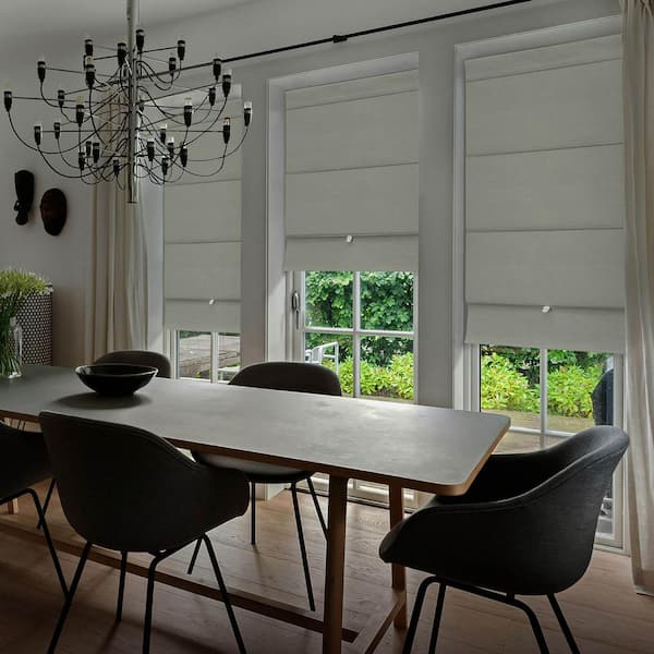Gainsboro No Drill Cordless 99.99% Blackout Natural Woven Paper and Poly Magnetic Roman Shades, 23 in. W x 65 in. L