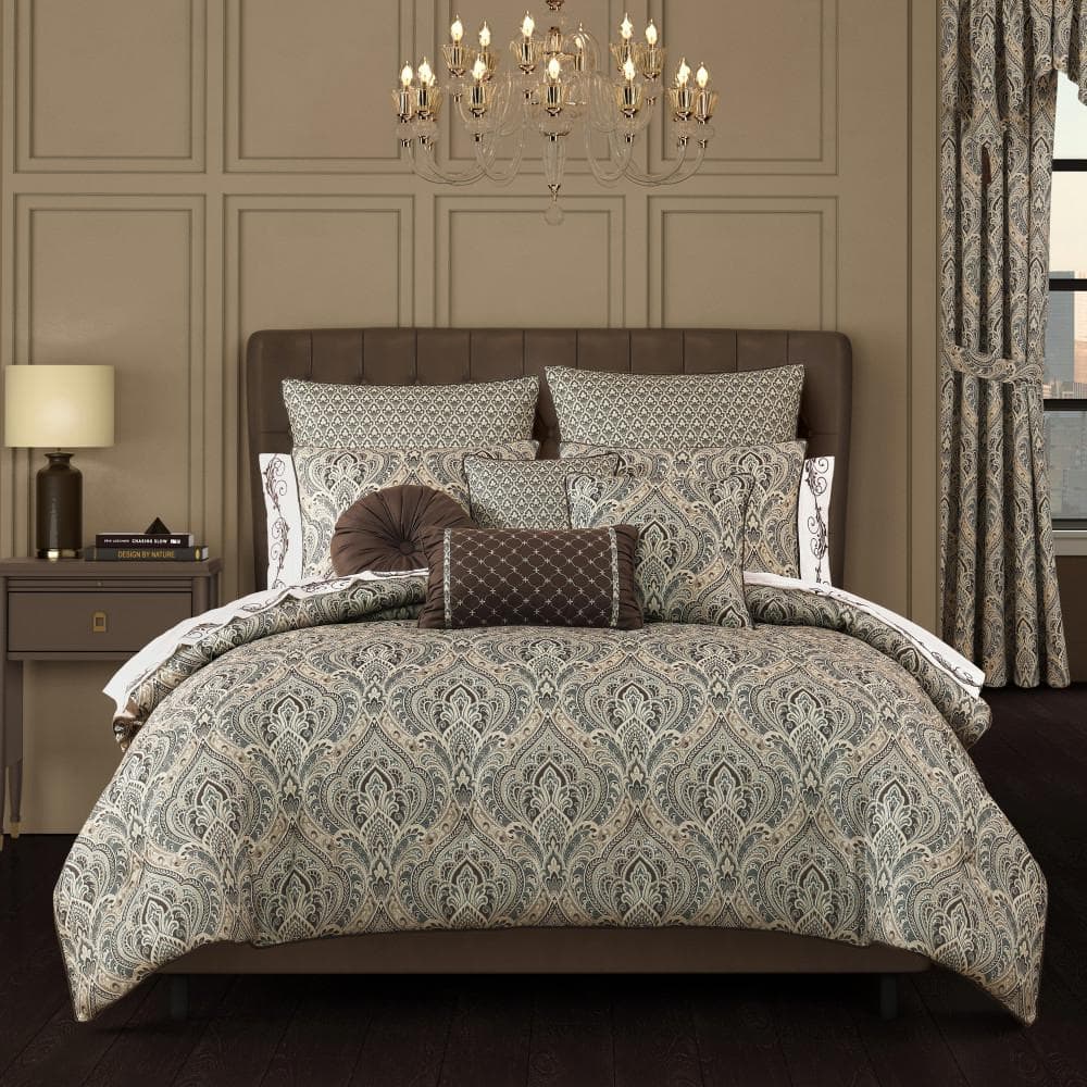 Maren Chocolate Polyester King/Cal King 3-Piece Comforter Set