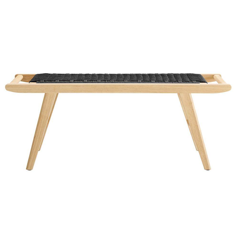 Saoirse Natural Black Woven Rope Wood Storage Bench