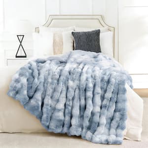 LATB Tie-dye Blue Soft Fluffy Fuzzy Faux Fur Throw Blanket 60x80 Inch Queen Size Blankets