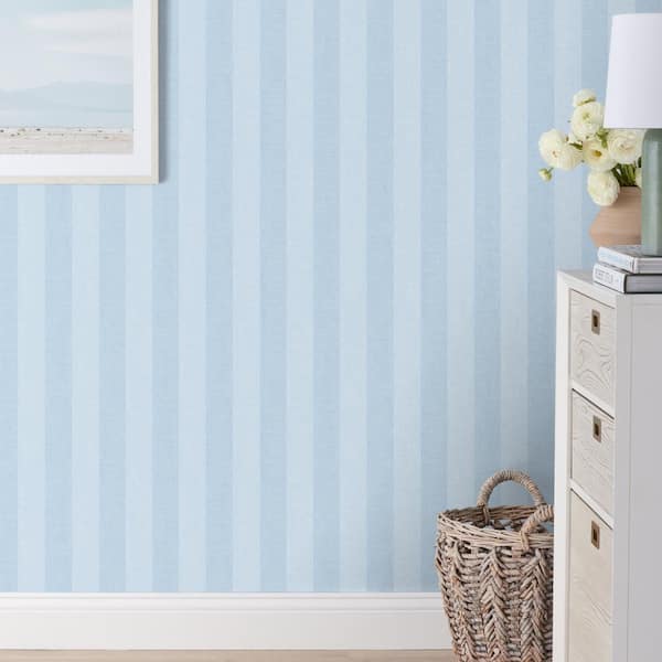The Company Store Ava Stripe Blue Peel and Stick Wallpaper Panel (covers 26 sq. ft.)