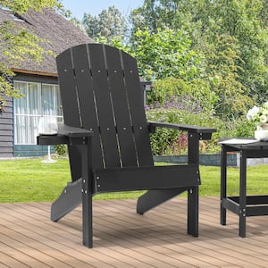 Black Weather Resistant HIPS Plastic Adirondack Chair for Outdoors (1-Pack)