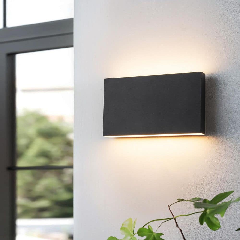 Acerbis 2-Light 9.84 in. Matte Black Rectangle Integrated LED Outdoor Hardwired Wall Lantern Sconce price history on PriceWatchPro
