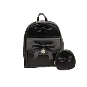 ACADIA 10.5 in. Black Top Grain Cowhide Leather Mini Bow Backpack