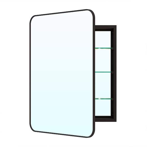 24 in. W x 32 in. H Rectangular Aluminum Medicine Cabinet with Mirror, Fully Assembled Surface or Recessed Mount Cabinet