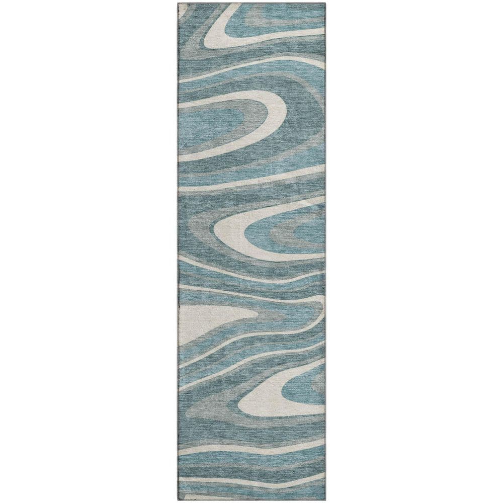 Mayfield Premium Machine Washable Abstract AMF2493 Teal 2 ft. x 7 ft. Runner Rug price history on PriceWatchPro