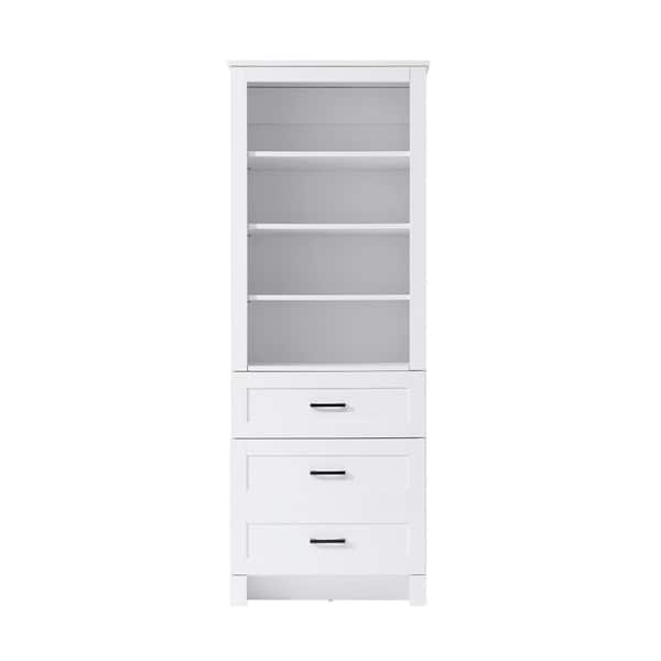 24 in. W x 18 in. D x 65 in. H White Freestanding Linen Cabinet