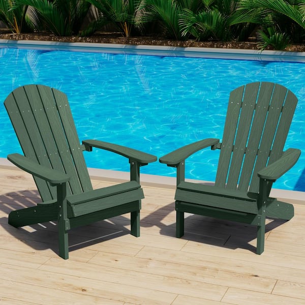 Mximu Classic Green Plastic Outdoor Patio Adirondack Chair (Set of 2)