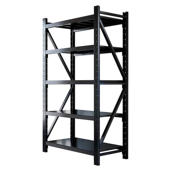 Modern Black Storage Sideboard: 2 Drawers, 2 Open Compartments, Ideal for Kitchen Coffee Stations