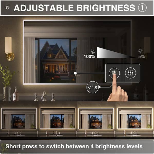 Sylanor Shimmer 60 in. W x 36 in. H Rectangular Frameless Anti-Fog