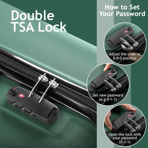 Karl home Nested Hardside Luggage Set in Green, 4 Piece - TSA