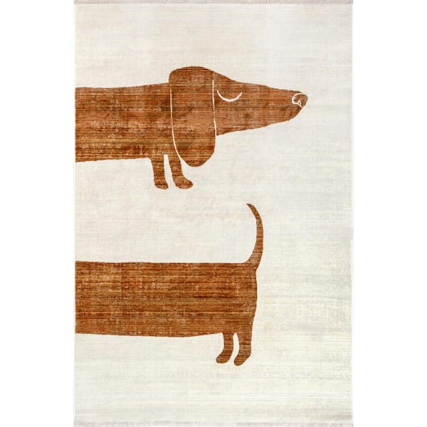 nuLOOM Cailyn Modern Dachshund Kids Beige 8 ft. x 10 ft. Area Rug
