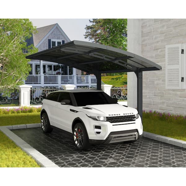 Arizona Breeze 10 ft. x 16 ft. Gray Single Slope Cantilever Metal Carport with Solid Roof Panels