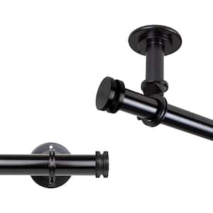 Bun Ceiling 66 in. - 120 in. Single Curtain Rod in Black with Finial