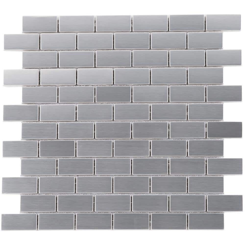 Iron Siliver 11.82 in. x 11.82 in. Brick Joint Matte Stainless Steel Mosaic Tile (9.7 sq. ft./Case) -  MOLOVO, SSL-1