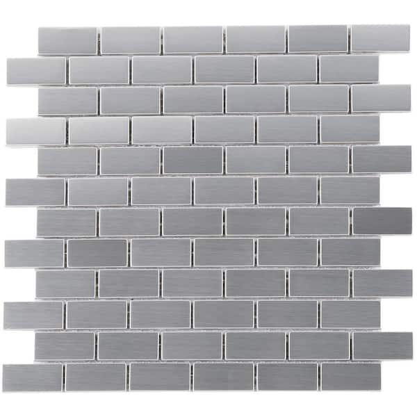 MOLOVO Iron Siliver 11.82 in. x 11.82 in. Brick Joint Matte Stainless Steel Mosaic Tile (9.7 sq. ft./Case)