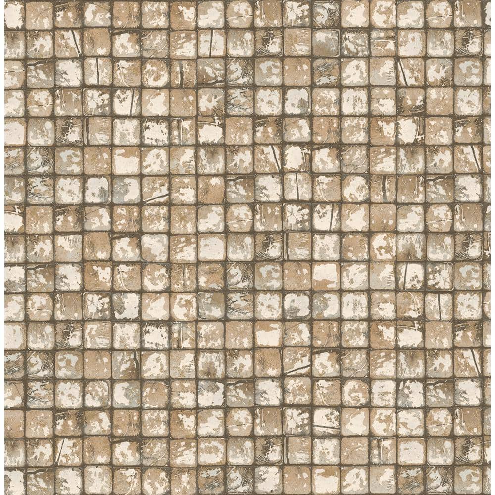 Neutral Brown and White 3D Tiled Wallpaper