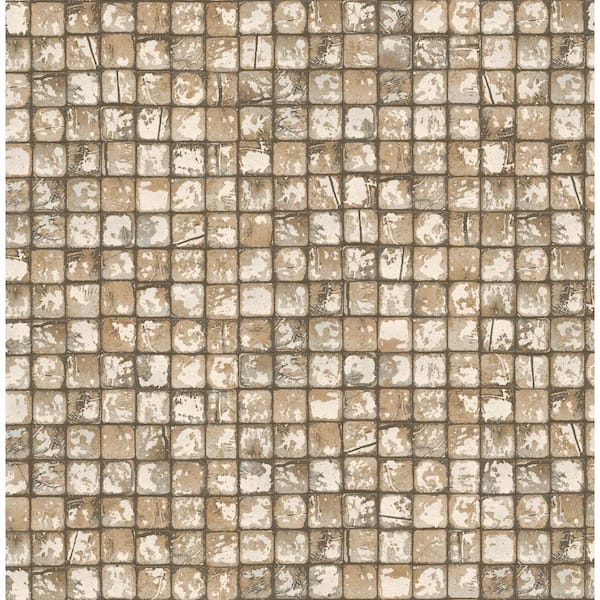 Advantage Kingsley Beige Neutral Tiled Textured Non-Pasted Non-Woven Wallpaper Sample