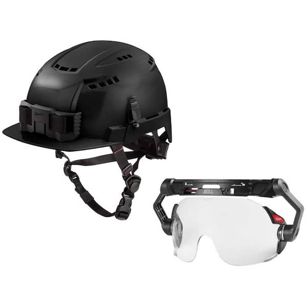 Milwaukee BOLT Black Type 2 Class C Front Brim Vented Safety Helmet with Dual Coat Lens Eye Visor