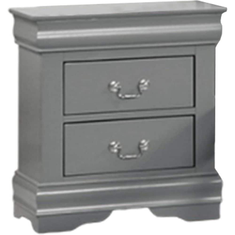 Light Gray 2 Drawer 15.5 in. W Nightstand with Sturdy Hardware and Ample Storage