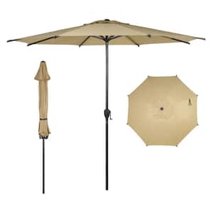 Lyon 9 ft. Steel Market Solar Horizontal Tilt Patio Umbrella in Brown