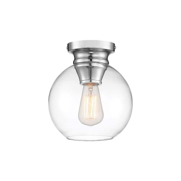 Ella 8.25 in. Industrial Chrome Medium-Base (E26) Bulb Flush Mount for Kitchens