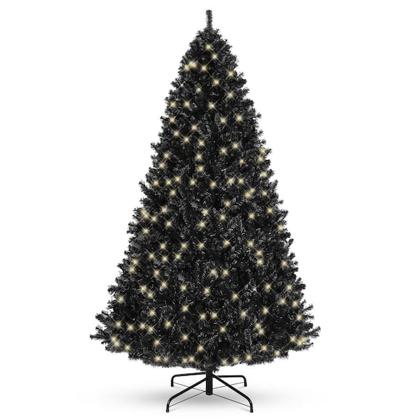 Best Choice Products 6 ft. Black Pre-Lit Artificial Christmas Tree with 350 Warm White Lights