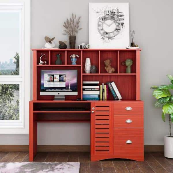 teak wood computer desk