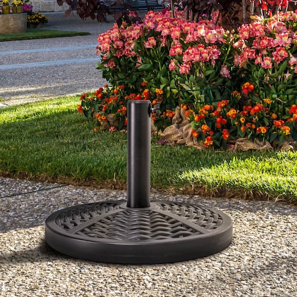 Polyethylene and Concrete Outdoor 26 lb. 18'' Round Patio Umbrella Base, for Φ1.5''-1.9'' Umbrella Poles in Black