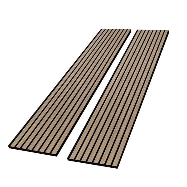 0.7 in. x 1 ft. x 8 ft. Wood Slat Acoustic Panels, MDF Decorative Wall Paneling (2 Piece/16.5 sq. ft. ) Walnut