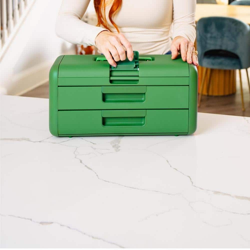 Green 2-Drawer Steel Toolbox with Powder Coat Finish